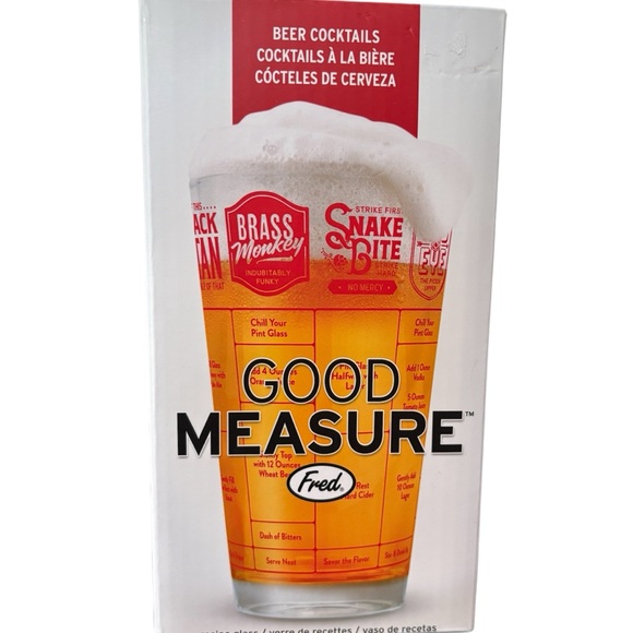 New in box- Fred GOOD MEASURE Cocktail Recipe Glass, Beer, 16oz glass - Picture 1 of 5